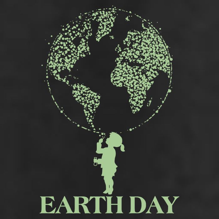 Earth Day Child Blowing Bubbles Earth  Garment-Dyed Heavyweight T-Shirt