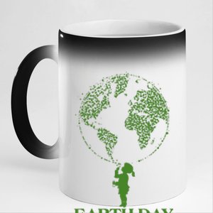 Earth Day Child Blowing Bubbles Earth  11oz Black Color Changing Mug