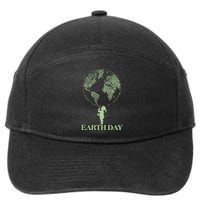 Earth Day Child Blowing Bubbles Earth  7-Panel Snapback Hat