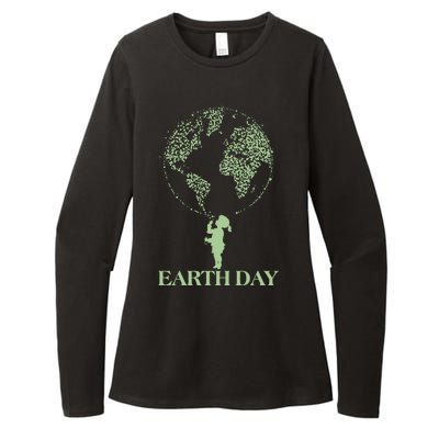 Earth Day Child Blowing Bubbles Earth  Womens CVC Long Sleeve Shirt