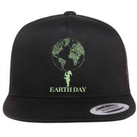 Earth Day Child Blowing Bubbles Earth  Flat Bill Trucker Hat