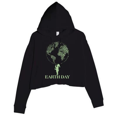 Earth Day Child Blowing Bubbles Earth  Crop Fleece Hoodie