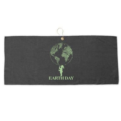 Earth Day Child Blowing Bubbles Earth  Large Microfiber Waffle Golf Towel