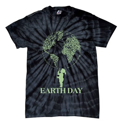 Earth Day Child Blowing Bubbles Earth  Tie-Dye T-Shirt