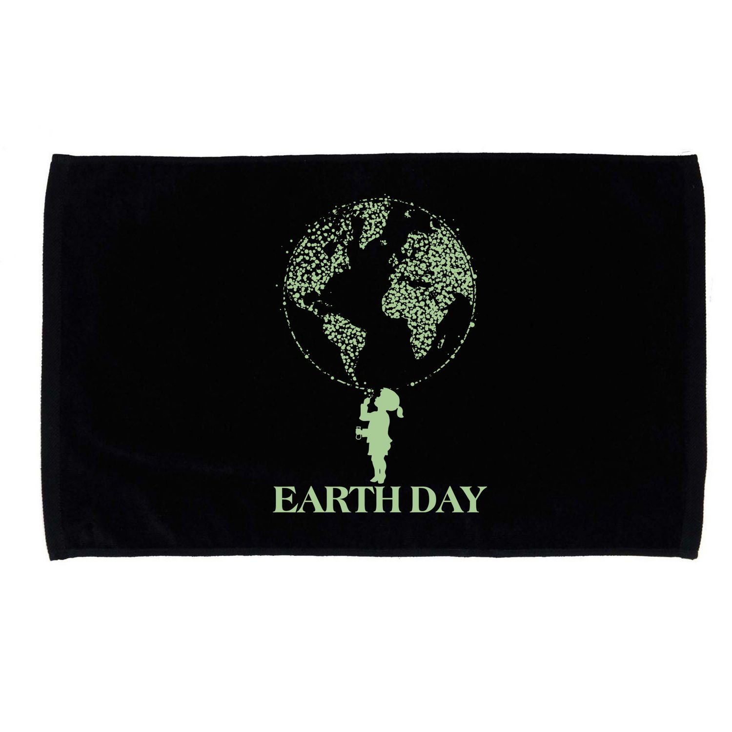 Earth Day Child Blowing Bubbles Earth  Microfiber Hand Towel