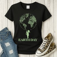 Earth Day Child Blowing Bubbles Earth  Womens T-Shirt