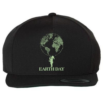 Earth Day Child Blowing Bubbles Earth  Wool Snapback Cap