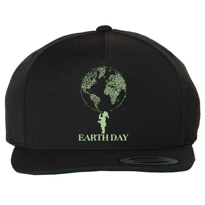 Earth Day Child Blowing Bubbles Earth  Wool Snapback Cap