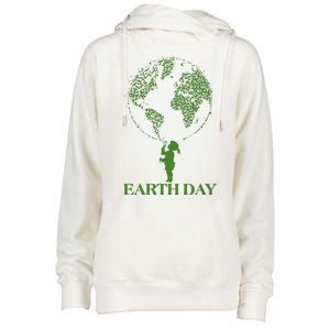 Earth Day Child Blowing Bubbles Earth  Womens Funnel Neck Pullover Hood