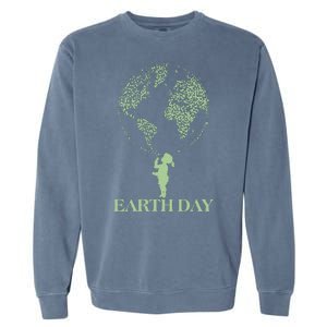 Earth Day Child Blowing Bubbles Earth  Garment-Dyed Sweatshirt