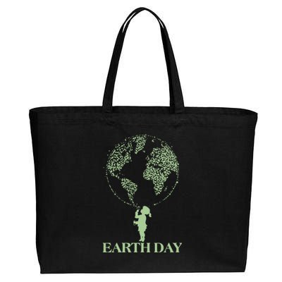 Earth Day Child Blowing Bubbles Earth  Cotton Canvas Jumbo Tote