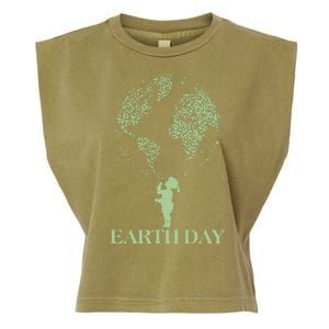 Earth Day Child Blowing Bubbles Earth  Garment-Dyed Women's Muscle Tee