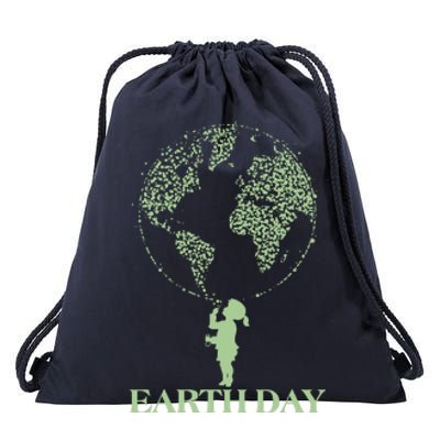 Earth Day Child Blowing Bubbles Earth  Drawstring Bag