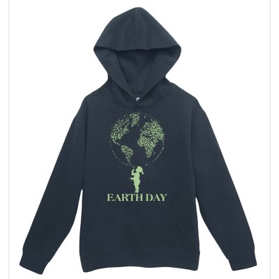 Earth Day Child Blowing Bubbles Earth  Urban Pullover Hoodie