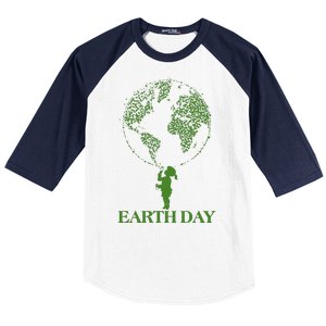 Earth Day Child Blowing Bubbles Earth  Baseball Sleeve Shirt