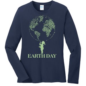 Earth Day Child Blowing Bubbles Earth  Ladies Long Sleeve Shirt