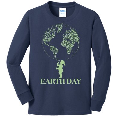 Earth Day Child Blowing Bubbles Earth  Kids Long Sleeve Shirt