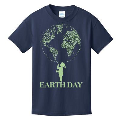 Earth Day Child Blowing Bubbles Earth  Kids T-Shirt