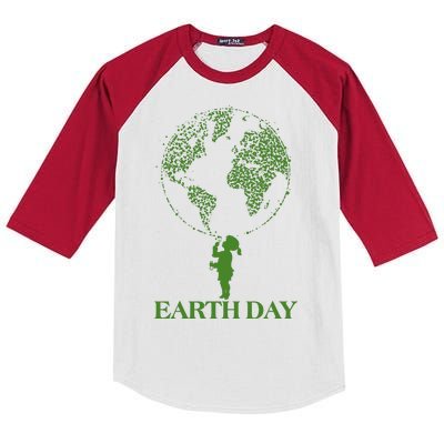 Earth Day Child Blowing Bubbles Earth  Kids Colorblock Raglan Jersey