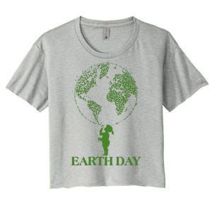 Earth Day Child Blowing Bubbles Earth  Women's Crop Top Tee