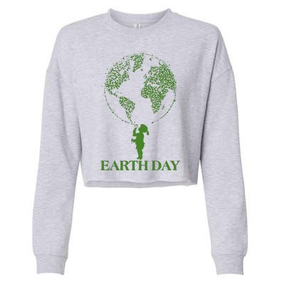 Earth Day Child Blowing Bubbles Earth  Cropped Pullover Crew