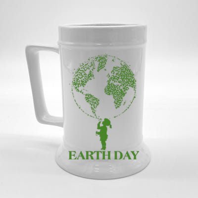 Earth Day Child Blowing Bubbles Earth  Beer Stein