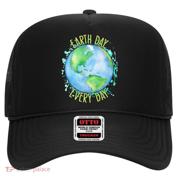 Earth Day Every Day High Crown Mesh Back Trucker Hat