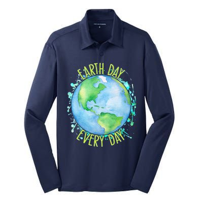 Earth Day Every Day Silk Touch Performance Long Sleeve Polo