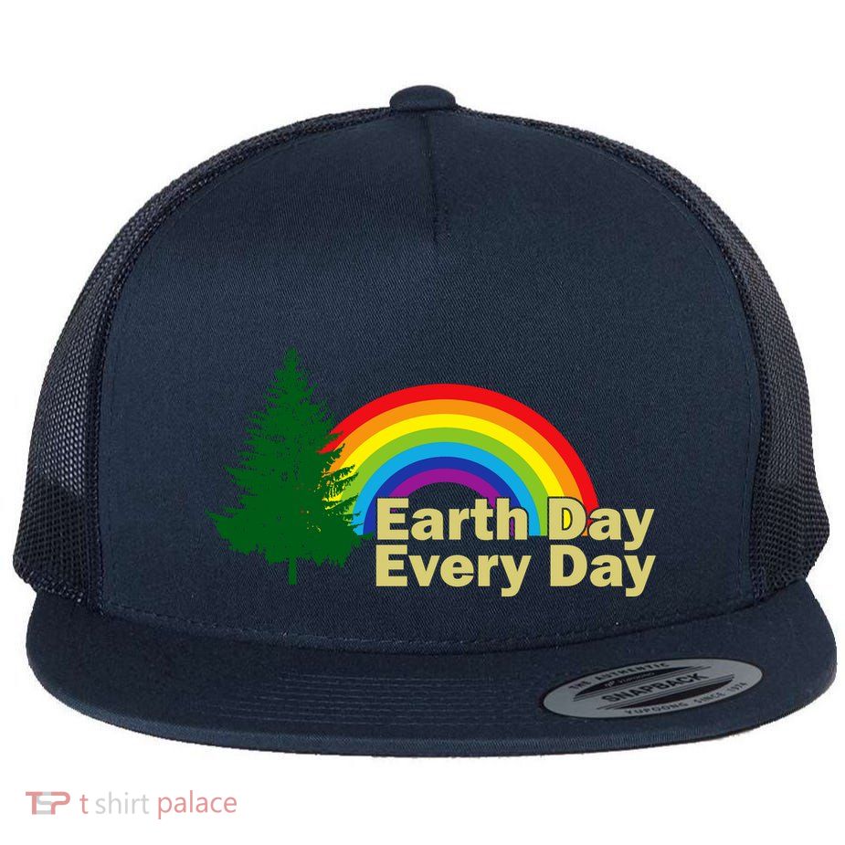 Earth Day Every Day Rainbow Flat Bill Trucker Hat