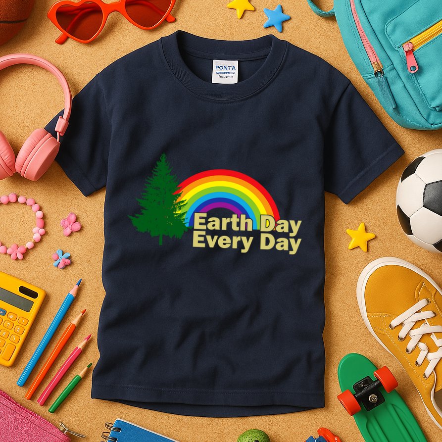 Earth Day Every Day Rainbow Kids T-Shirt