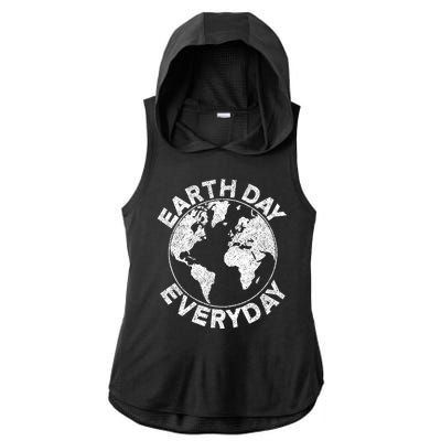 Earth Day Everyday Earth Distressed Ladies PosiCharge Tri-Blend Wicking Draft Hoodie Tank