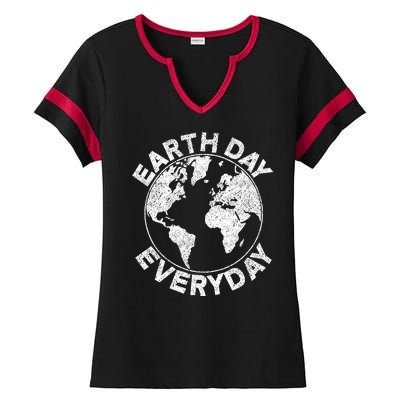 Earth Day Everyday Earth Distressed Ladies Halftime Notch Neck Tee