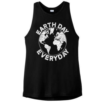 Earth Day Everyday Earth Distressed Ladies PosiCharge Tri-Blend Wicking Tank