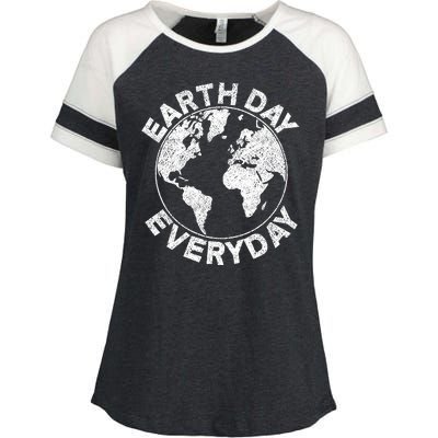 Earth Day Everyday Earth Distressed Enza Ladies Jersey Colorblock Tee