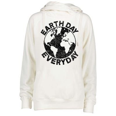 Earth Day Everyday Earth Distressed Womens Funnel Neck Pullover Hood