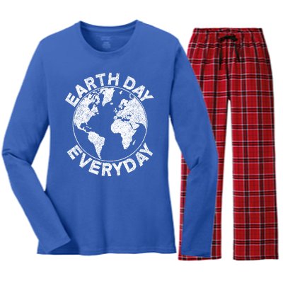 Earth Day Everyday Earth Distressed Women's Long Sleeve Flannel Pajama Set 