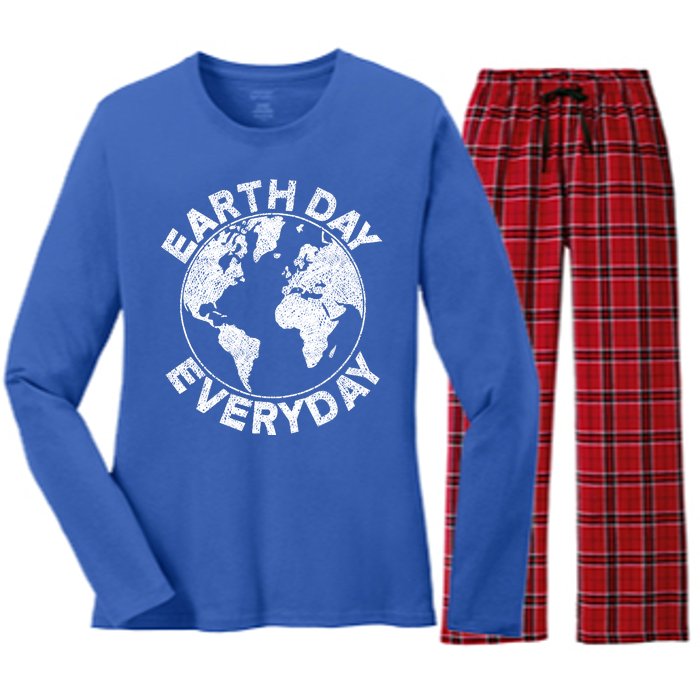 Earth Day Everyday Earth Distressed Women's Long Sleeve Flannel Pajama Set 