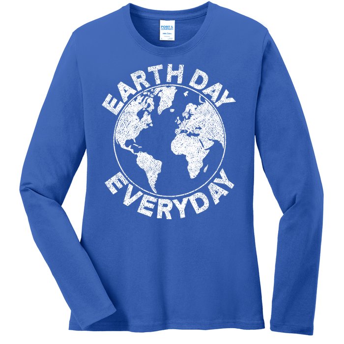 Earth Day Everyday Earth Distressed Ladies Long Sleeve Shirt