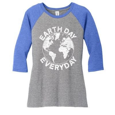 Earth Day Everyday Earth Distressed Women's Tri-Blend 3/4-Sleeve Raglan Shirt