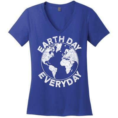 Earth Day Everyday Earth Distressed Women's V-Neck T-Shirt