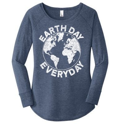 Earth Day Everyday Earth Distressed Women's Perfect Tri Tunic Long Sleeve Shirt