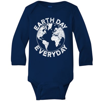 Earth Day Everyday Earth Distressed Baby Long Sleeve Bodysuit