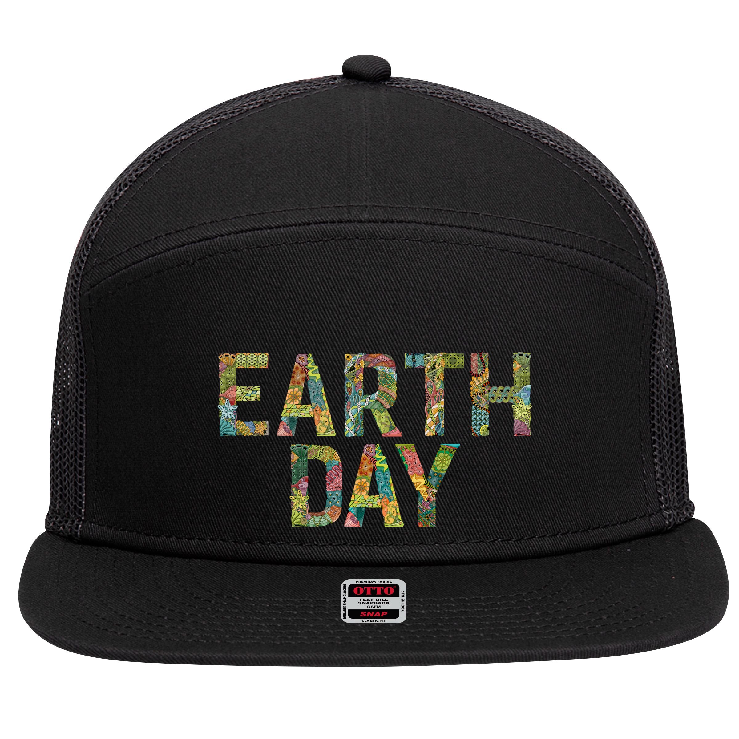 Earth Day Logo 7 Panel Mesh Trucker Snapback Hat
