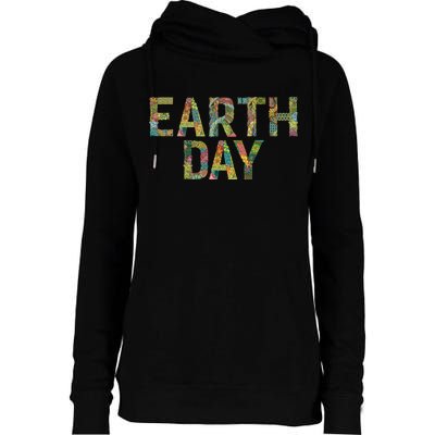 Earth Day Logo Womens Funnel Neck Pullover Hood