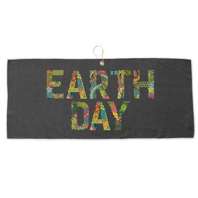 Earth Day Logo Large Microfiber Waffle Golf Towel