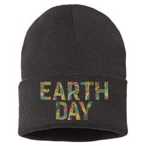 Earth Day Logo Sustainable Knit Beanie