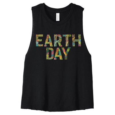 Earth Day Logo Women's Racerback Cropped Tank