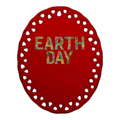 Earth Day Logo Ceramic Oval Ornament