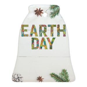 Earth Day Logo Ceramic Bell Ornament