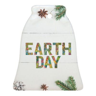 Earth Day Logo Ceramic Bell Ornament